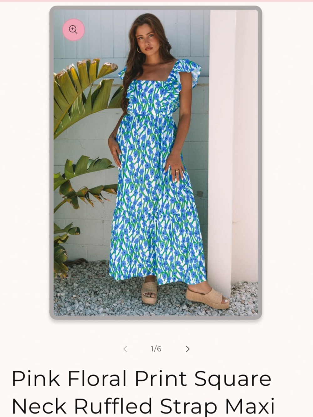 Blue & Green Floral Square-Neck Maxi Dress